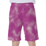 Pink Tie Dye Print Men's Beach Shorts
