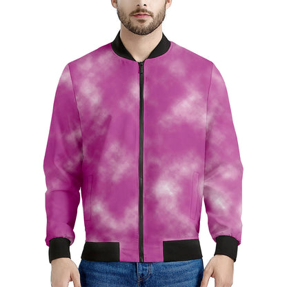 Pink Tie Dye Print Men's Bomber Jacket
