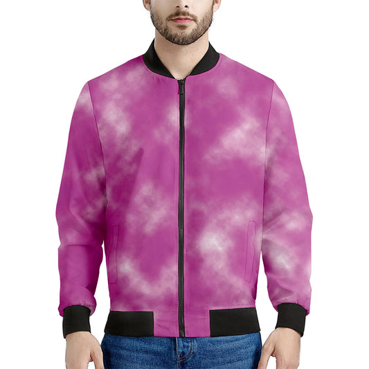 Pink Tie Dye Print Men's Bomber Jacket