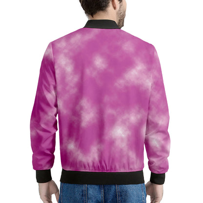 Pink Tie Dye Print Men's Bomber Jacket