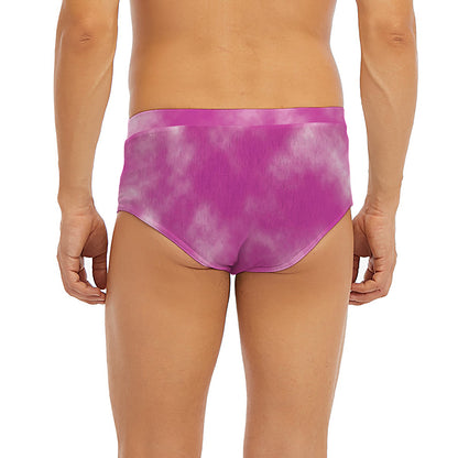 Pink Tie Dye Print Men's Briefs