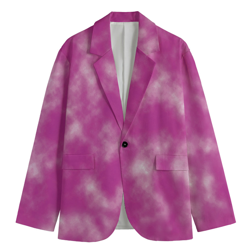 Pink Tie Dye Print Men's Cotton Blazer