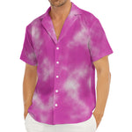 Pink Tie Dye Print Men's Deep V-Neck Shirt