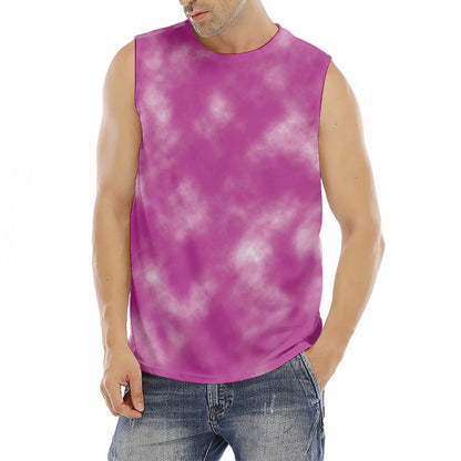 Pink Tie Dye Print Men's Fitness Tank Top
