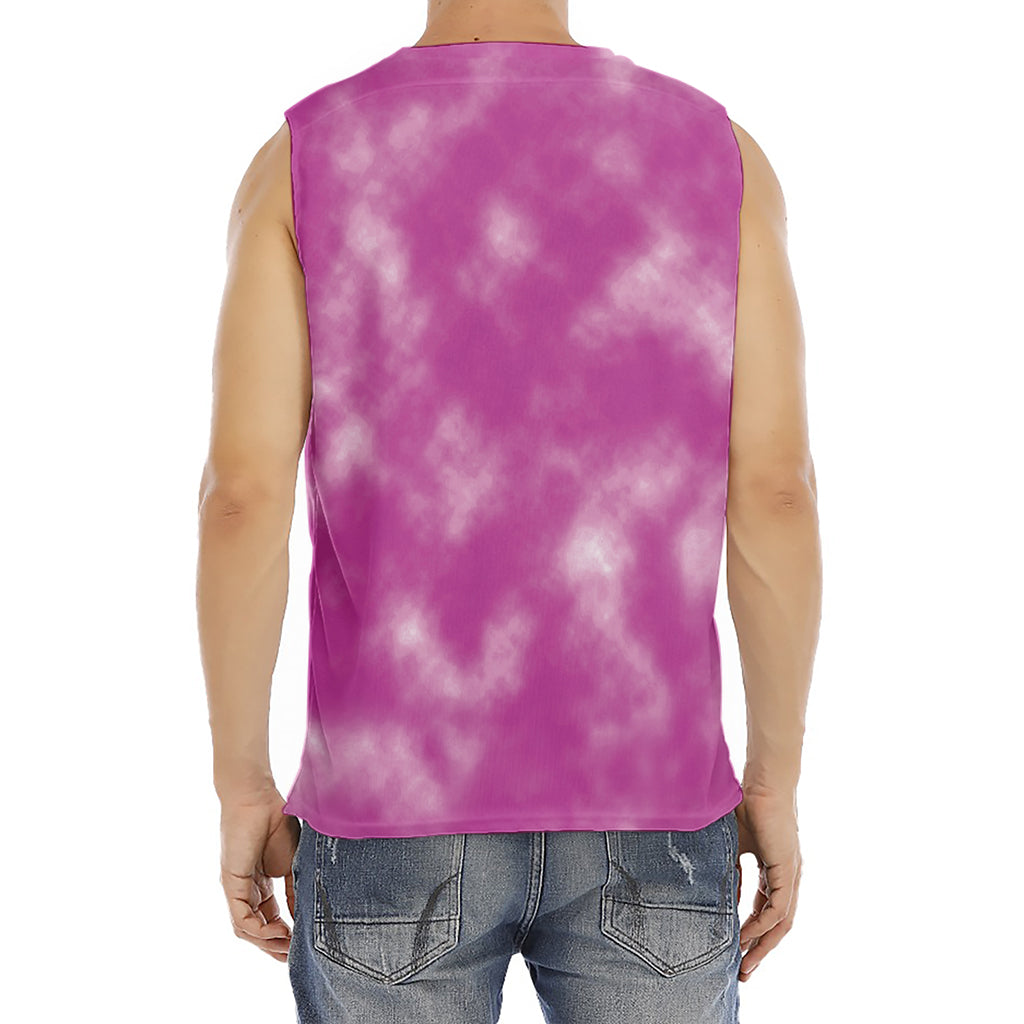 Pink Tie Dye Print Men's Fitness Tank Top