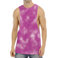 Pink Tie Dye Print Men's Muscle Tank Top