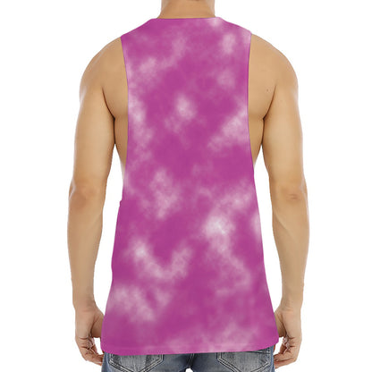 Pink Tie Dye Print Men's Muscle Tank Top