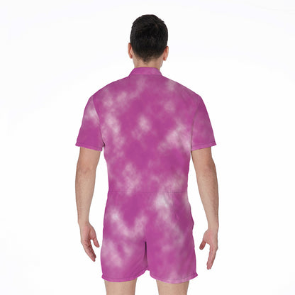 Pink Tie Dye Print Men's Rompers
