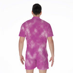 Pink Tie Dye Print Men's Rompers