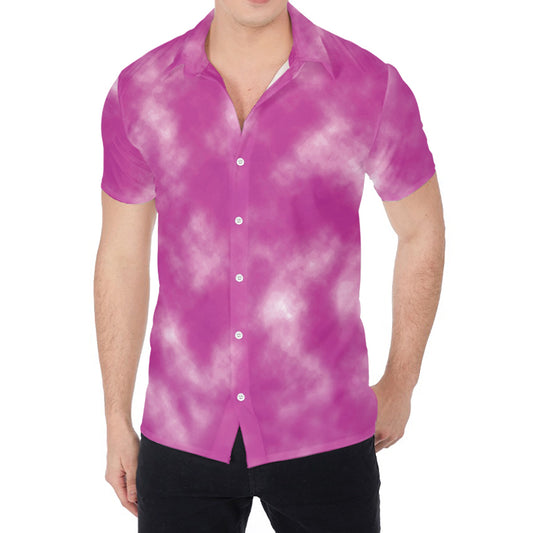 Pink Tie Dye Print Men's Shirt