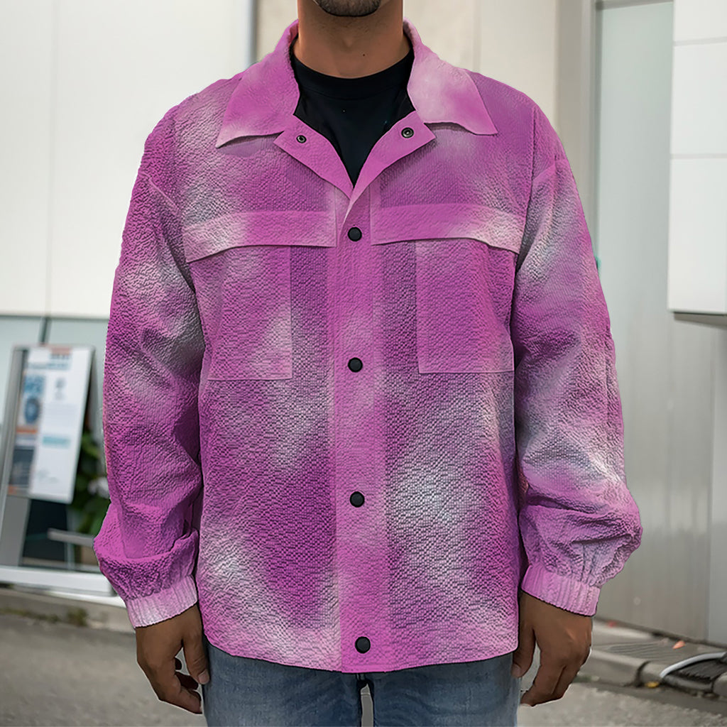 Pink Tie Dye Print Men's Shirt Jacket