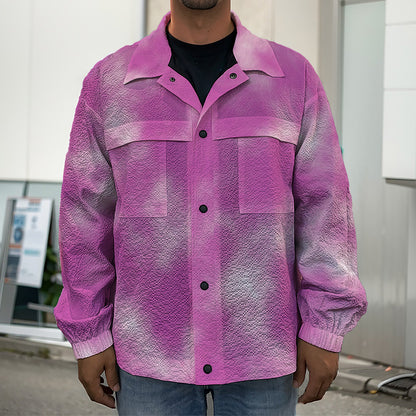 Pink Tie Dye Print Men's Shirt Jacket