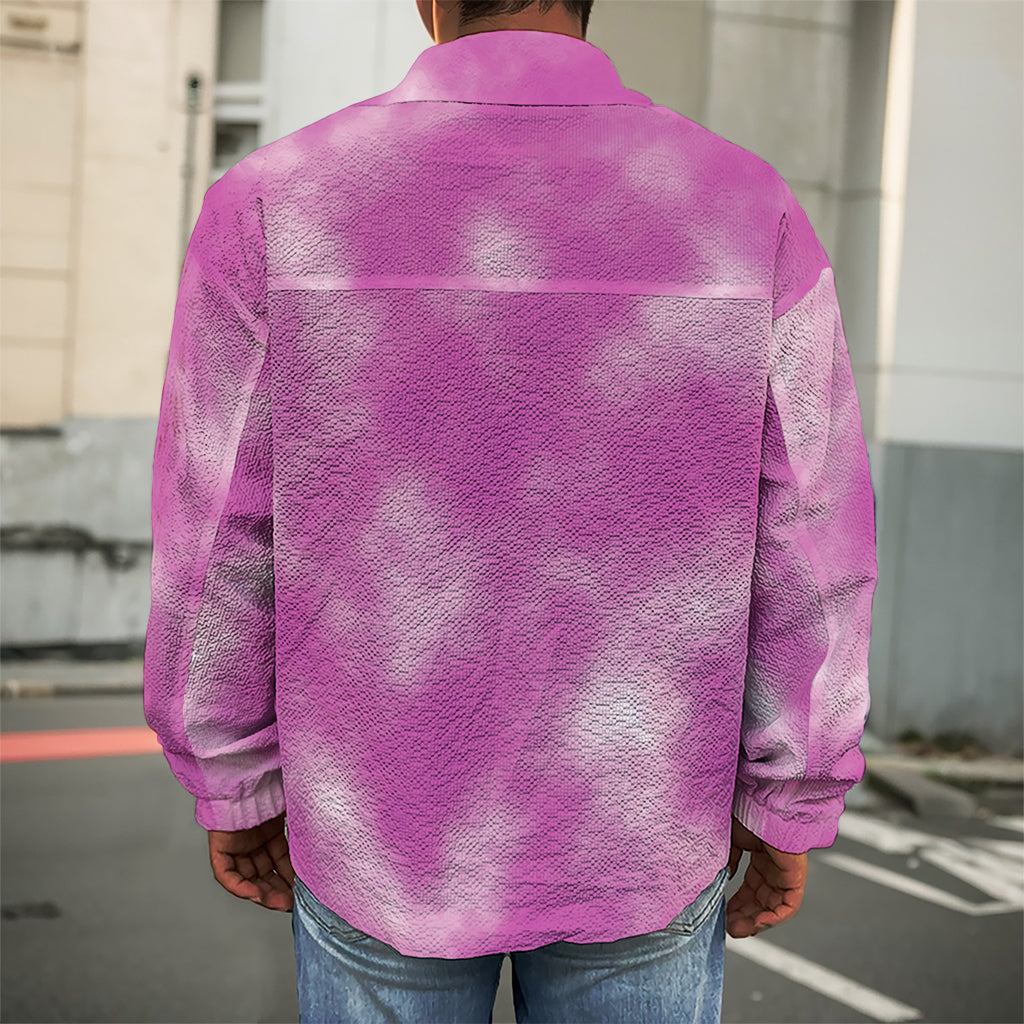 Pink Tie Dye Print Men's Shirt Jacket