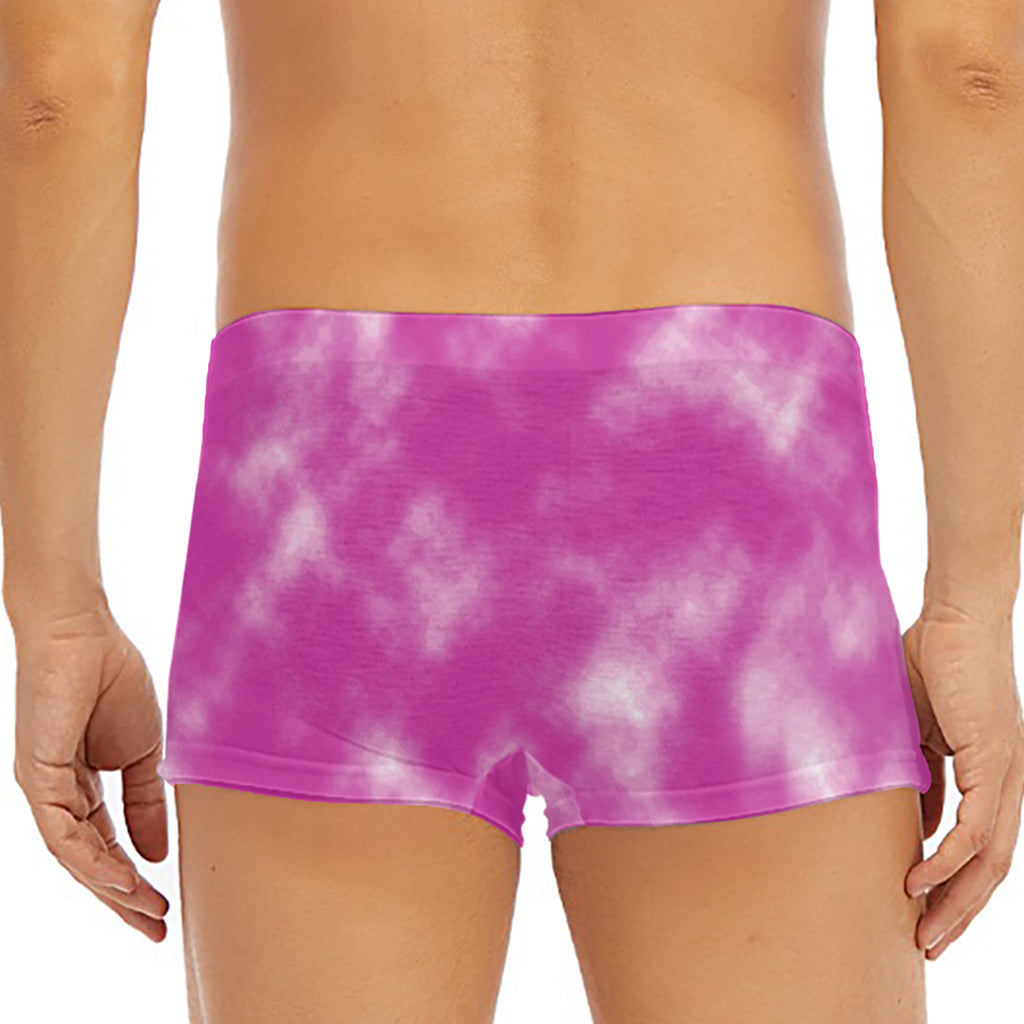 Pink Tie Dye Print Men's Short Boxer Briefs