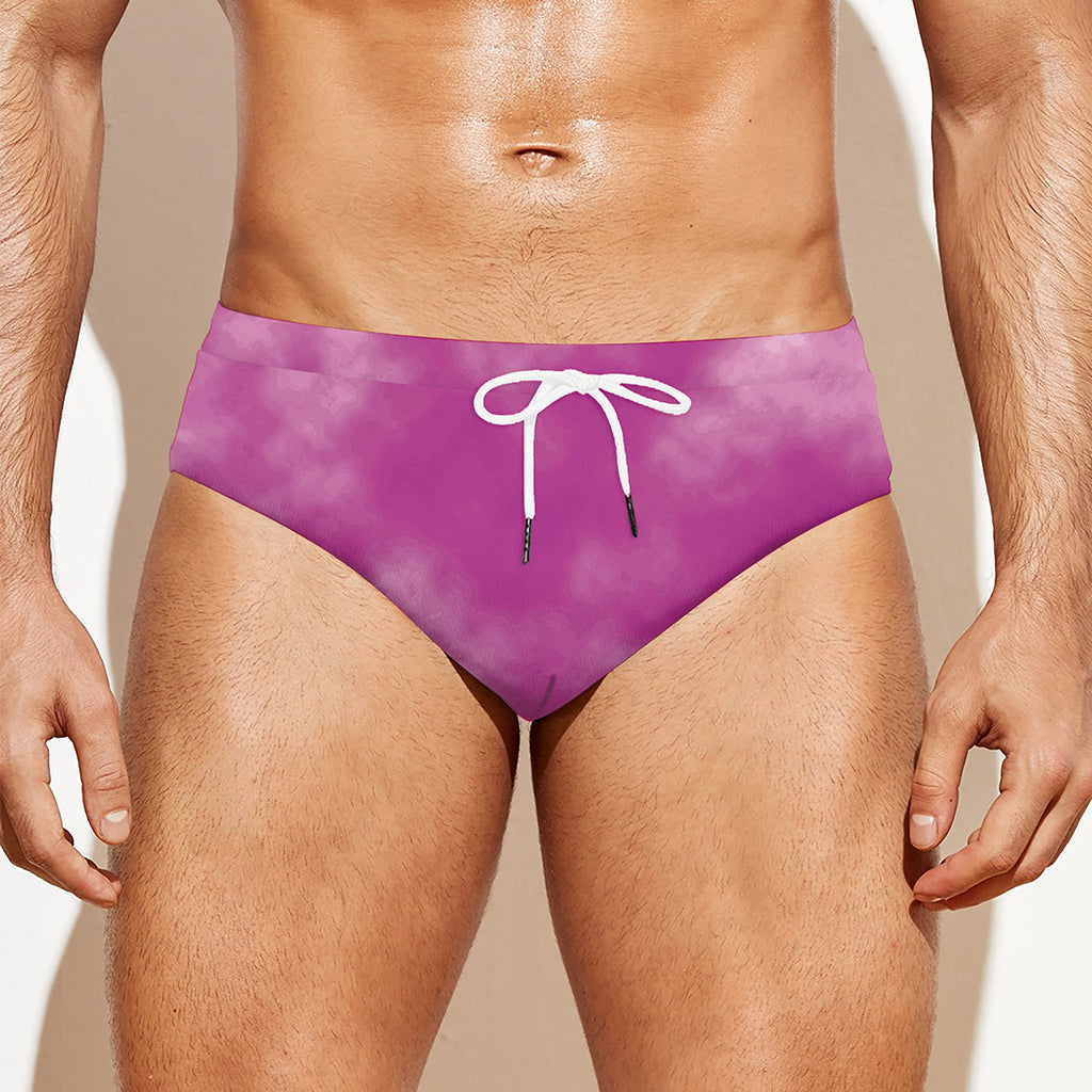 Pink Tie Dye Print Men's Swim Briefs