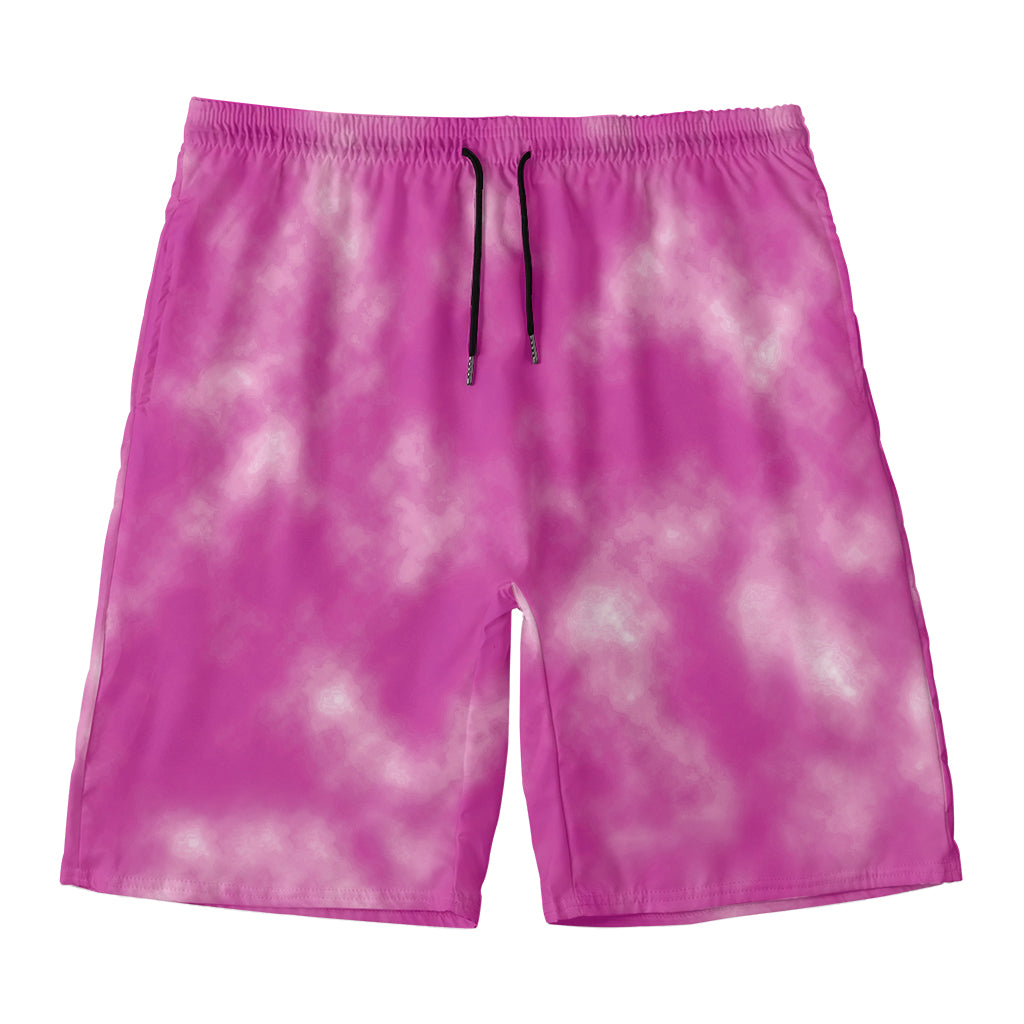 Pink Tie Dye Print Men's Swim Trunks
