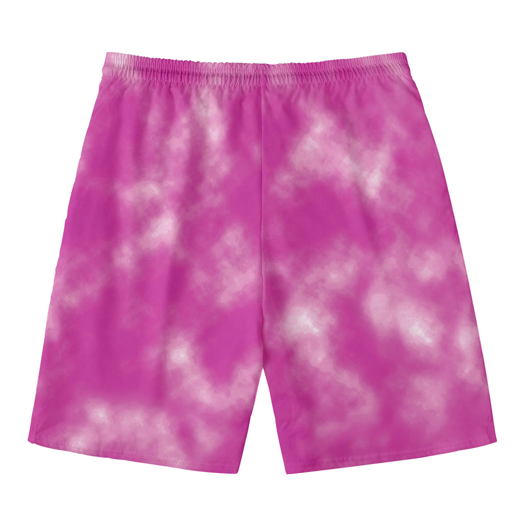 Pink Tie Dye Print Men's Swim Trunks