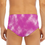 Pink Tie Dye Print Men's Triangle Swim Briefs