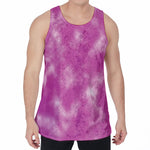 Pink Tie Dye Print Men's Velvet Tank Top