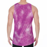 Pink Tie Dye Print Men's Velvet Tank Top