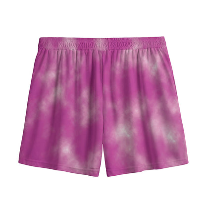Pink Tie Dye Print Mesh Shorts