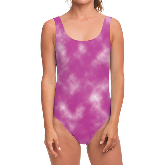Pink Tie Dye Print One Piece Swimsuit