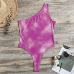 Pink Tie Dye Print One Shoulder Bodysuit