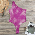 Pink Tie Dye Print One Shoulder Bodysuit