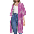 Pink Tie Dye Print Open Front Beach Cover Up