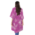 Pink Tie Dye Print Open Front Beach Cover Up