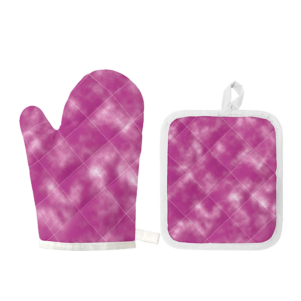 Pink Tie Dye Print Oven Mitt And Pot Holder Set