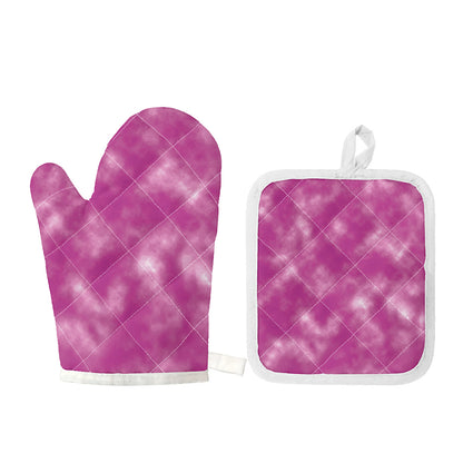 Pink Tie Dye Print Oven Mitt And Pot Holder Set
