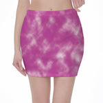 Pink Tie Dye Print Pencil Mini Skirt