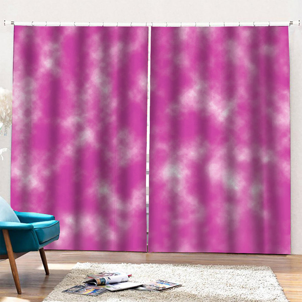 Pink Tie Dye Print Pencil Pleat Curtains