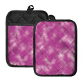 Pink Tie Dye Print Pot Holders With Pocket