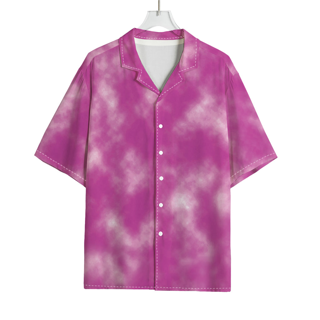 Pink Tie Dye Print Rayon Hawaiian Shirt