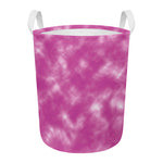 Pink Tie Dye Print Round Laundry Basket
