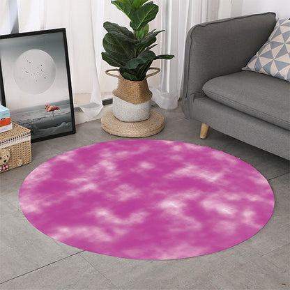 Pink Tie Dye Print Round Rug
