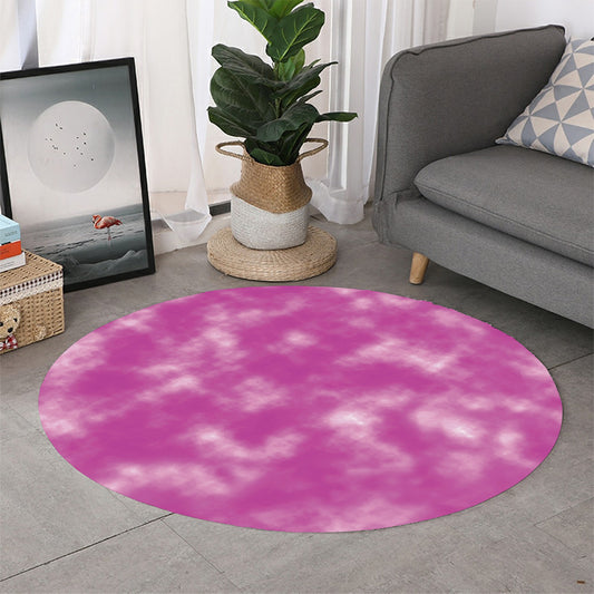 Pink Tie Dye Print Round Rug