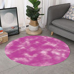 Pink Tie Dye Print Round Rug
