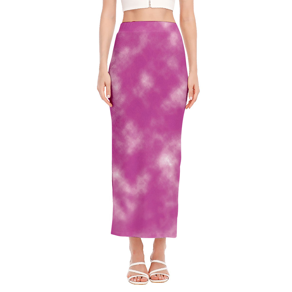 Pink Tie Dye Print Side Slit Maxi Skirt