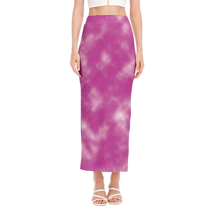 Pink Tie Dye Print Side Slit Maxi Skirt