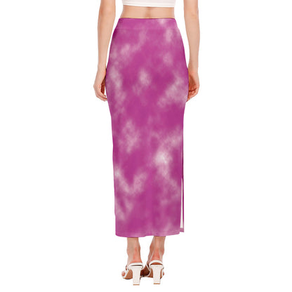 Pink Tie Dye Print Side Slit Maxi Skirt