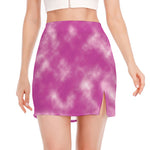 Pink Tie Dye Print Side Slit Mini Skirt