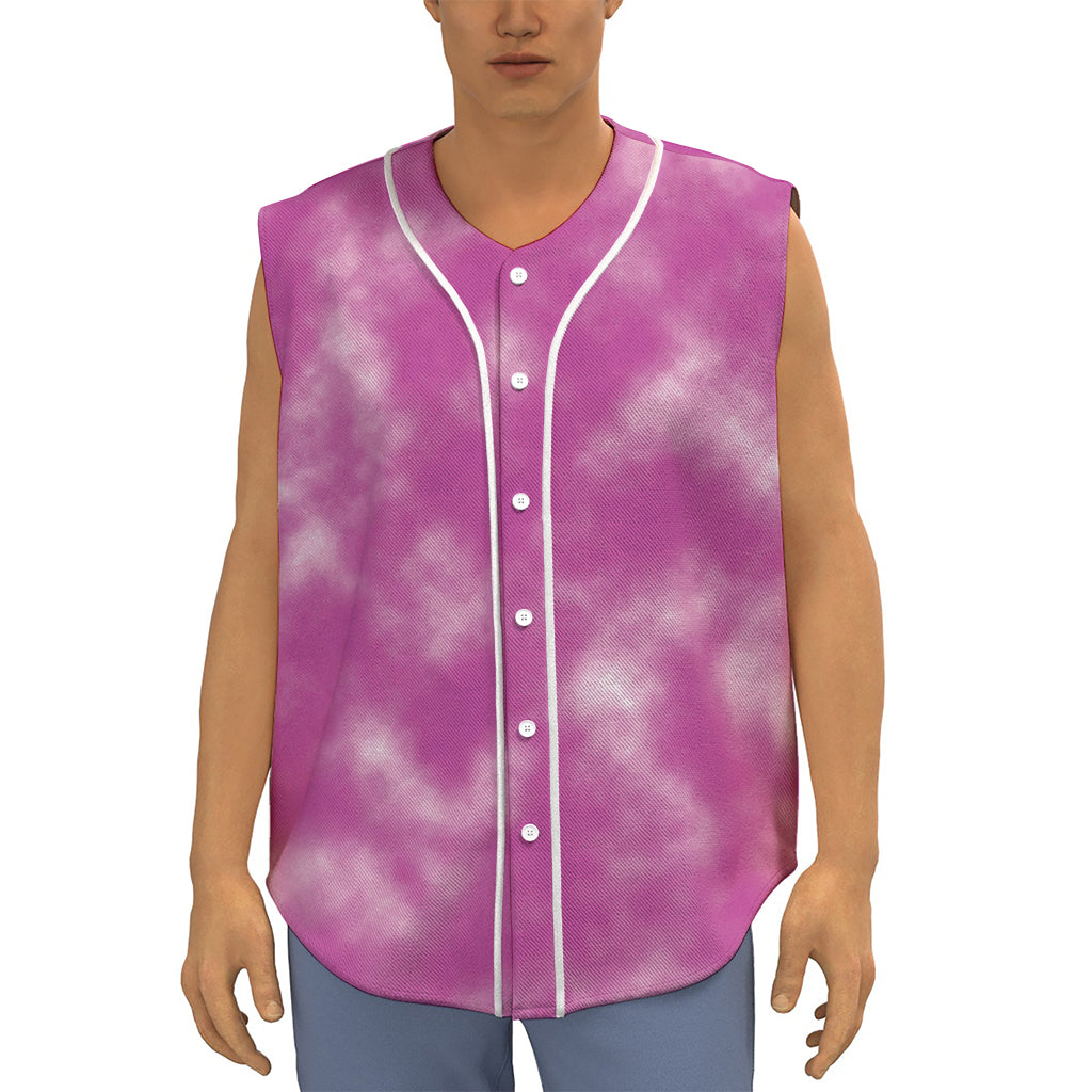 Pink Tie Dye Print Sleeveless Baseball Jersey