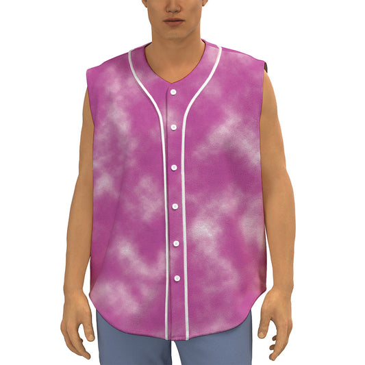 Pink Tie Dye Print Sleeveless Baseball Jersey