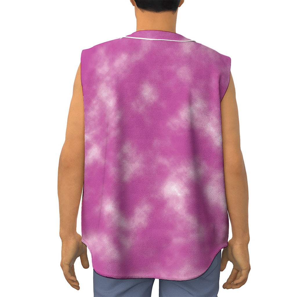 Pink Tie Dye Print Sleeveless Baseball Jersey