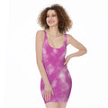 Pink Tie Dye Print Sleeveless Bodycon Dress