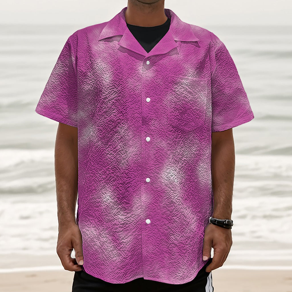 Pink Tie Dye Print Textured Short Sleeve Shirt