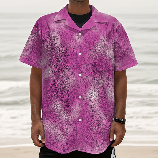Pink Tie Dye Print Textured Short Sleeve Shirt
